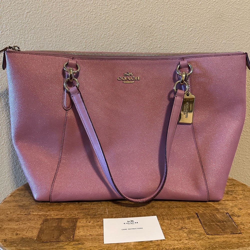 Coach Light Purple/Pink Glitter Sparkle Tote Bag - Like New